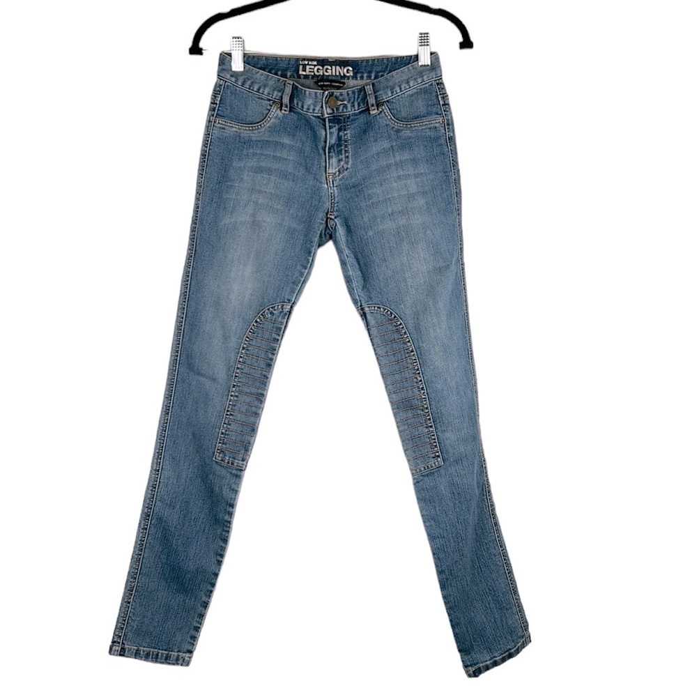 New York & Company Medium Wash Denim‎ Moto Style Low Rise Legging Jeans Size 0
